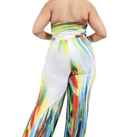 Plus Off Shoulder Color Brushed Tie Waist Jumpsuit - Passion 4 Fashion USA