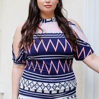 Plus Polka Dot Cold Shoulder Short Sleeve Back Self-tie Top - Passion 4 Fashion USA