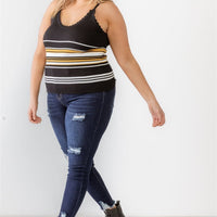 Plus Ribbed Ruffle Tank Top - Passion 4 Fashion USA