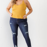 Plus Ribbed Ruffle Tank Top - Passion 4 Fashion USA