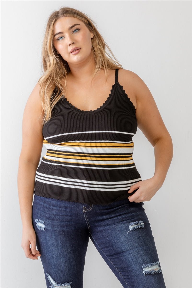 Plus Ribbed Ruffle Tank Top - Passion 4 Fashion USA