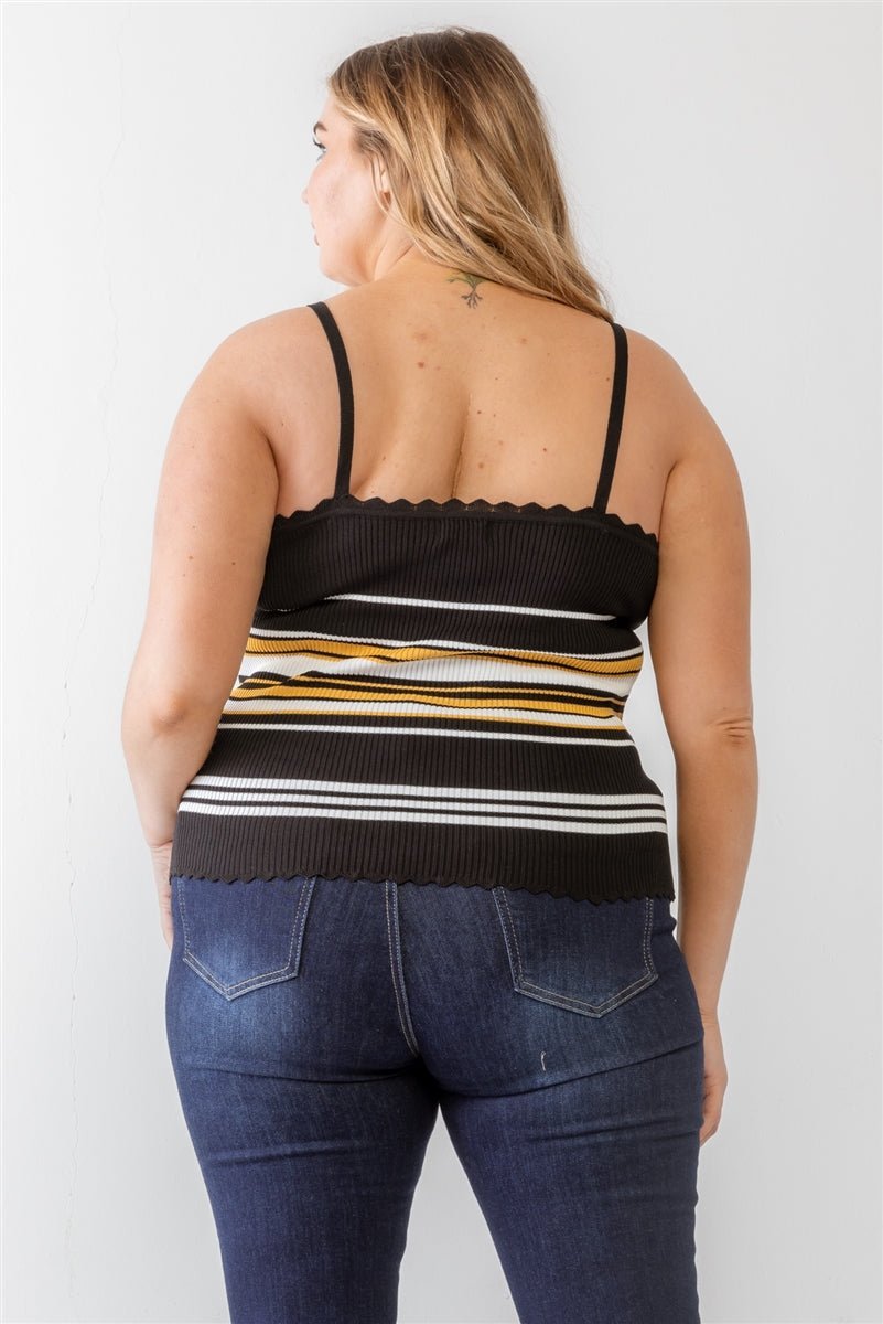 Plus Ribbed Ruffle Tank Top - Passion 4 Fashion USA