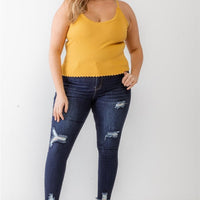 Plus Ribbed Ruffle Tank Top - Passion 4 Fashion USA