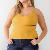 Plus Ribbed Ruffle Tank Top - Passion 4 Fashion USA