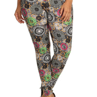 Plus Size Abstract Print, Full Length Leggings In A Slim Fitting Style With A Banded High Waist - Passion 4 Fashion USA