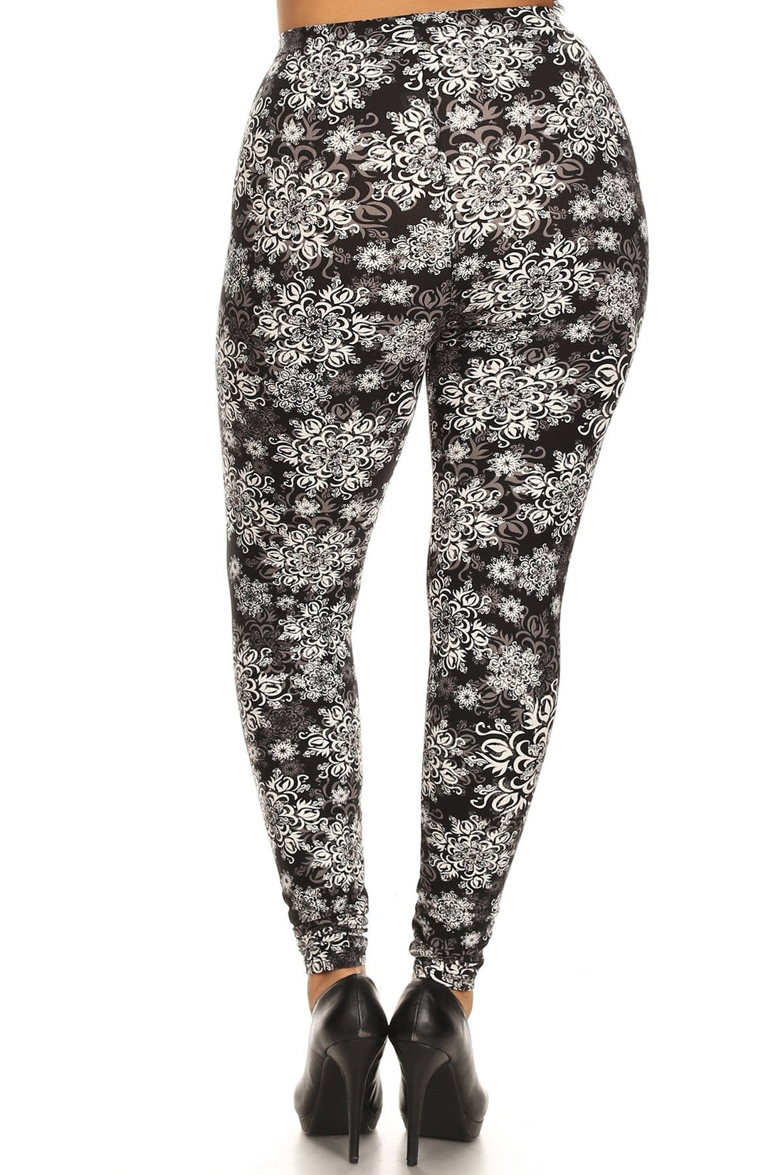 Plus Size Abstract Print, Full Length Leggings In A Slim Fitting Style With A Banded High Waist - Passion 4 Fashion USA