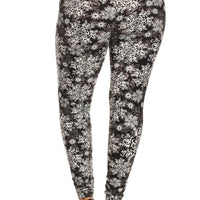 Plus Size Abstract Print, Full Length Leggings In A Slim Fitting Style With A Banded High Waist - Passion 4 Fashion USA