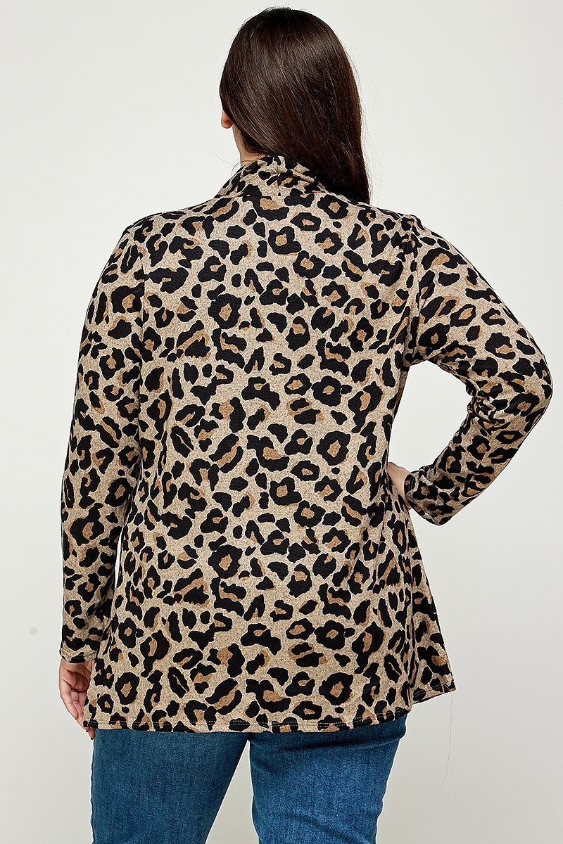 Plus Size, Animal Leopard Printed Knit Cardigan - Passion 4 Fashion USA