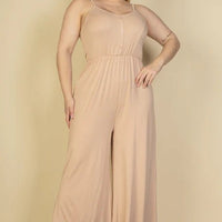 Plus Size Button Front Wide Leg Jumpsuit - Passion 4 Fashion USA