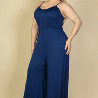 Plus Size Button Front Wide Leg Jumpsuit - Passion 4 Fashion USA
