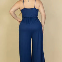 Plus Size Button Front Wide Leg Jumpsuit - Passion 4 Fashion USA