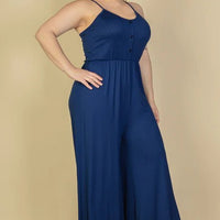 Plus Size Button Front Wide Leg Jumpsuit - Passion 4 Fashion USA