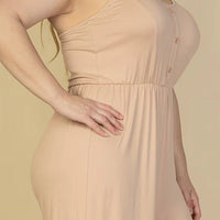 Plus Size Button Front Wide Leg Jumpsuit - Passion 4 Fashion USA