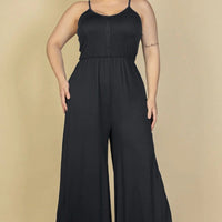 Plus Size Button Front Wide Leg Jumpsuit - Passion 4 Fashion USA