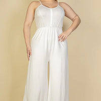 Plus Size Button Front Wide Leg Jumpsuit - Passion 4 Fashion USA