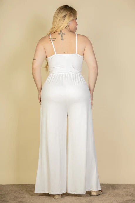 Plus Size Button Front Wide Leg Jumpsuit - Passion 4 Fashion USA