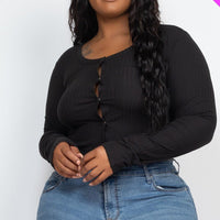 Plus Size Button Up Cropped Top - Passion 4 Fashion USA