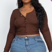 Plus Size Button Up Cropped Top - Passion 4 Fashion USA