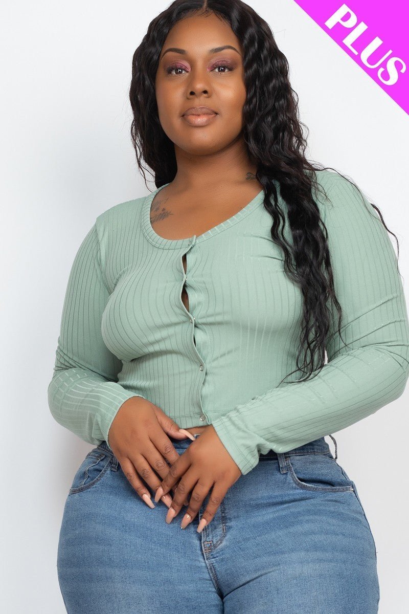 Plus Size Button Up Cropped Top - Passion 4 Fashion USA