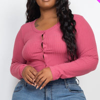 Plus Size Button Up Cropped Top - Passion 4 Fashion USA