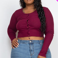 Plus Size Button Up Cropped Top - Passion 4 Fashion USA