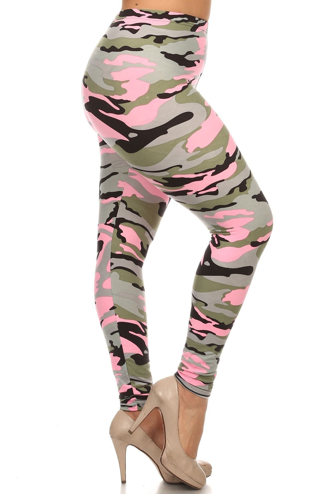 Plus Size Camouflage Printed Knit Legging With Elastic Waistband And High Waist Fit - Passion 4 Fashion USA