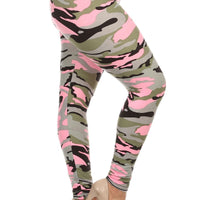 Plus Size Camouflage Printed Knit Legging With Elastic Waistband And High Waist Fit - Passion 4 Fashion USA