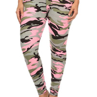 Plus Size Camouflage Printed Knit Legging With Elastic Waistband And High Waist Fit - Passion 4 Fashion USA