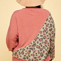 Plus Size Cute Animal French Terry Brush Contrast Print Pullover - Passion 4 Fashion USA
