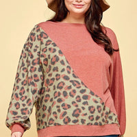 Plus Size Cute Animal French Terry Brush Contrast Print Pullover - Passion 4 Fashion USA
