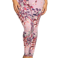 Plus Size Floral Print, Full Length Leggings In A Slim Fitting Style With A Banded High Waist - Passion 4 Fashion USA