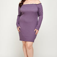 Plus Size, Solid Smocked Off Shoulder Dress - Passion 4 Fashion USA