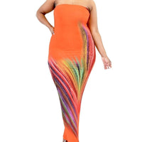 Plus Sleeveless Color Gradient Tube Top Maxi Dress - Passion 4 Fashion USA