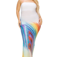 Plus sleeveless color gradient tube top maxi dress - Passion 4 Fashion USA