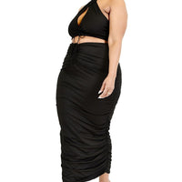 Plus Solid 2 Piece Halter Top Set - Passion 4 Fashion USA