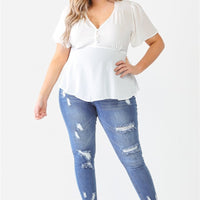 Plus Tie Detail Flare Top - Passion 4 Fashion USA