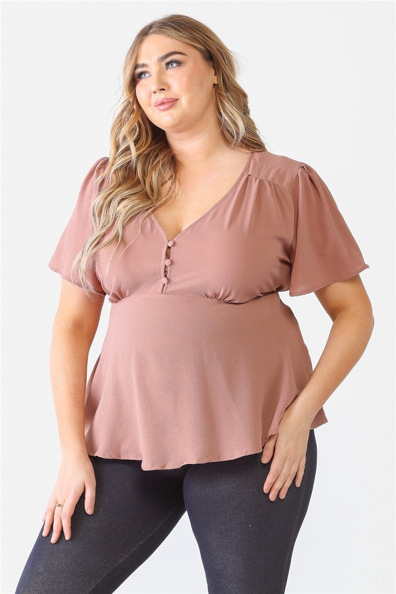 Plus Tie Detail Flare Top - Passion 4 Fashion USA