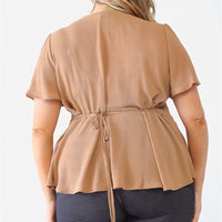 Plus Tie Detail Flare Top - Passion 4 Fashion USA
