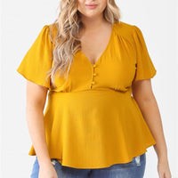 Plus Tie Detail Flare Top - Passion 4 Fashion USA