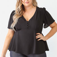 Plus Tie Detail Flare Top - Passion 4 Fashion USA