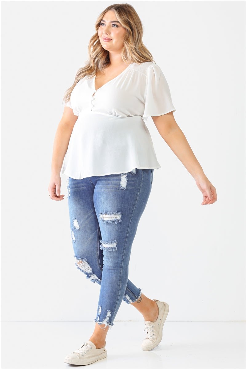 Plus Tie Detail Flare Top - Passion 4 Fashion USA