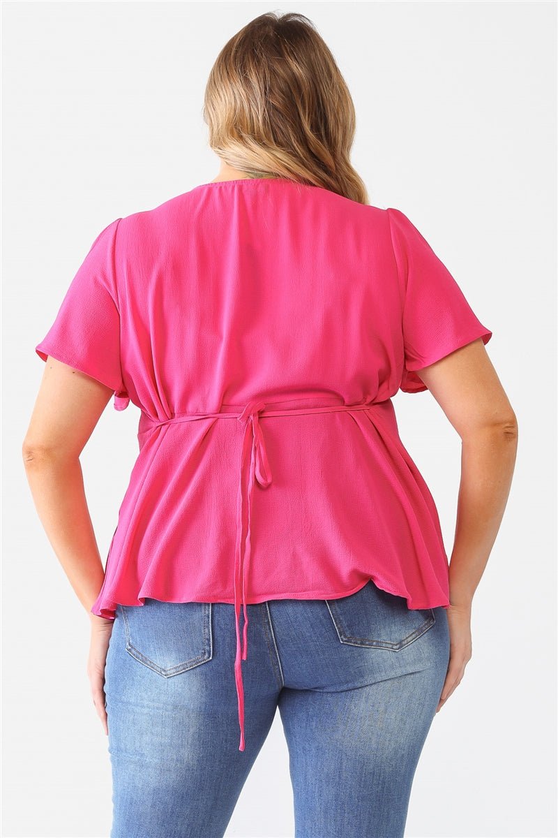 Plus Tie Detail Flare Top - Passion 4 Fashion USA