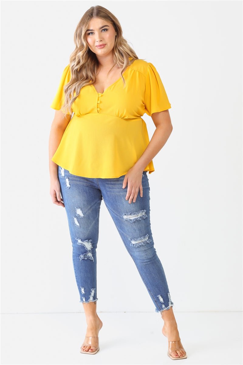 Plus Tie Detail Flare Top - Passion 4 Fashion USA