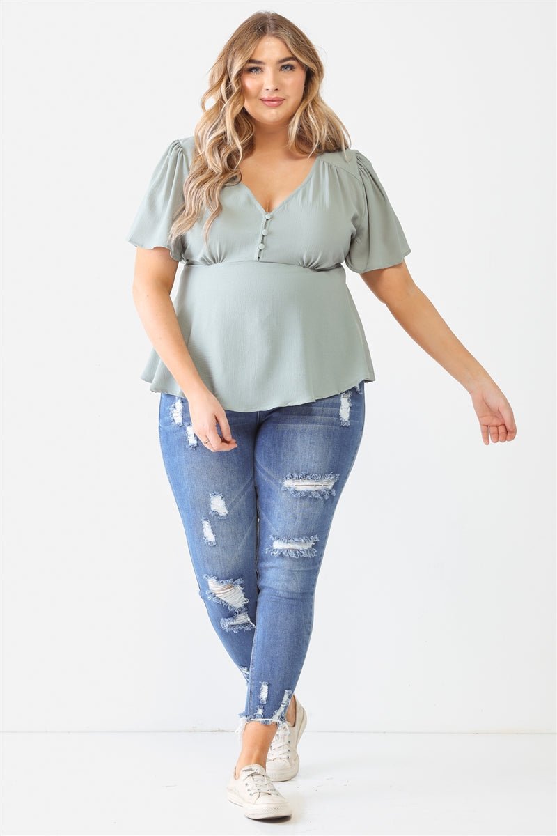 Plus Tie Detail Flare Top - Passion 4 Fashion USA