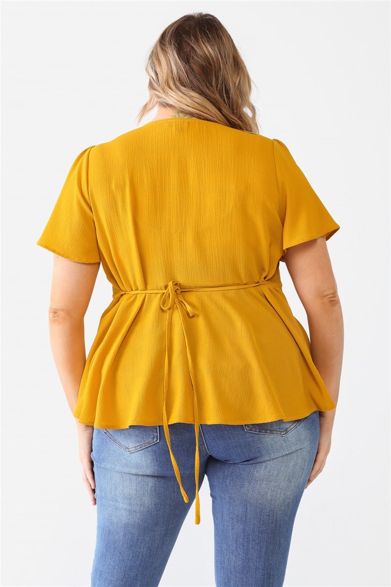 Plus Tie Detail Flare Top - Passion 4 Fashion USA