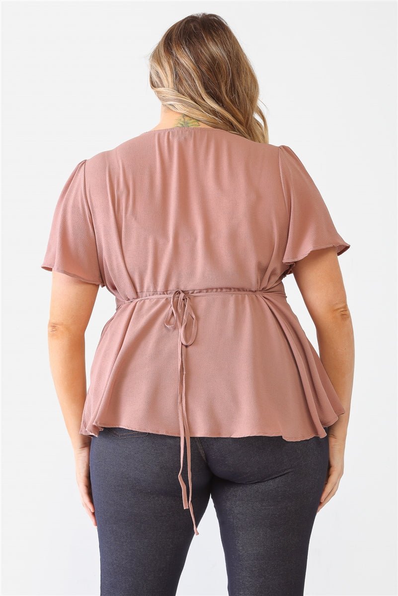 Plus Tie Detail Flare Top - Passion 4 Fashion USA