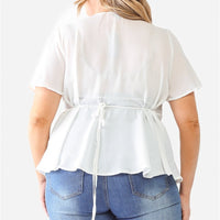 Plus Tie Detail Flare Top - Passion 4 Fashion USA
