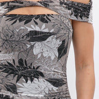 Printed Mesh Off Shoulder Dress - Passion 4 Fashion USA