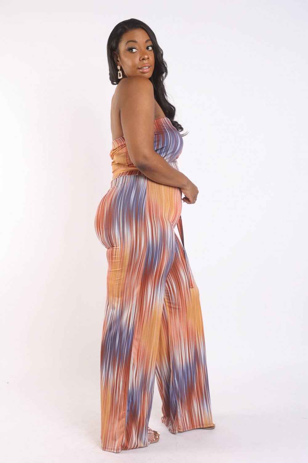 Printed Tube Jumpsuit With Self Belt - Passion 4 Fashion USA