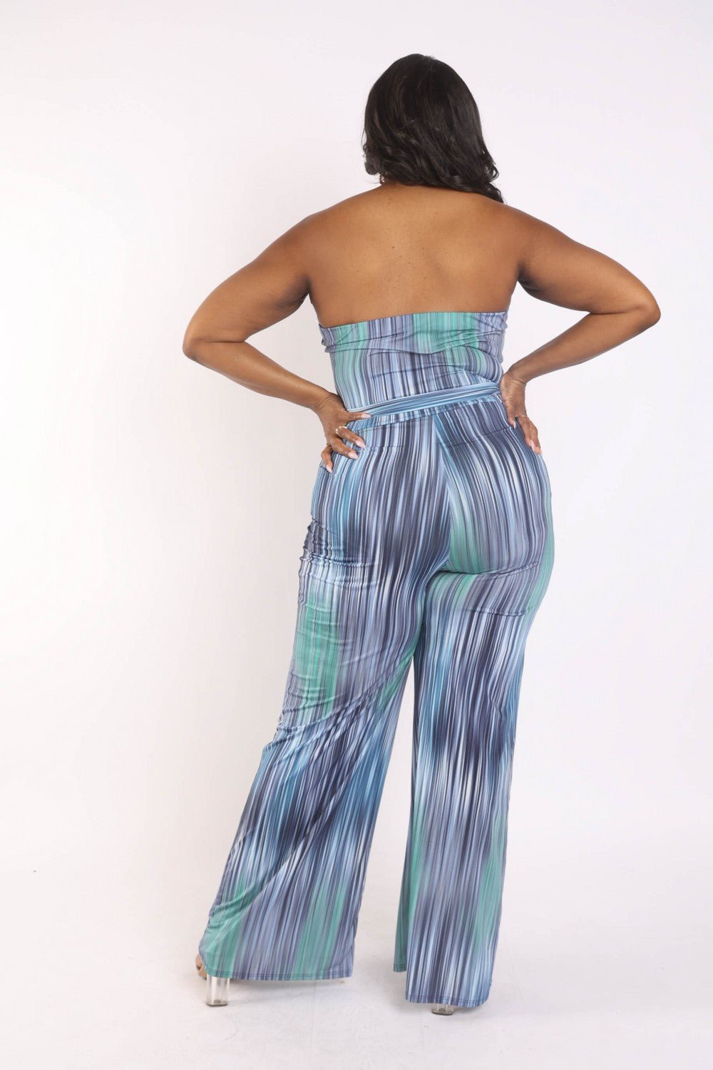 Printed Tube Jumpsuit With Self Belt - Passion 4 Fashion USA